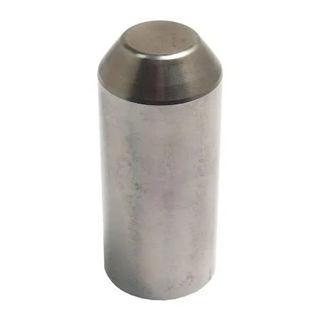 Silver metal piston with smooth cylindrical body and textured end cap