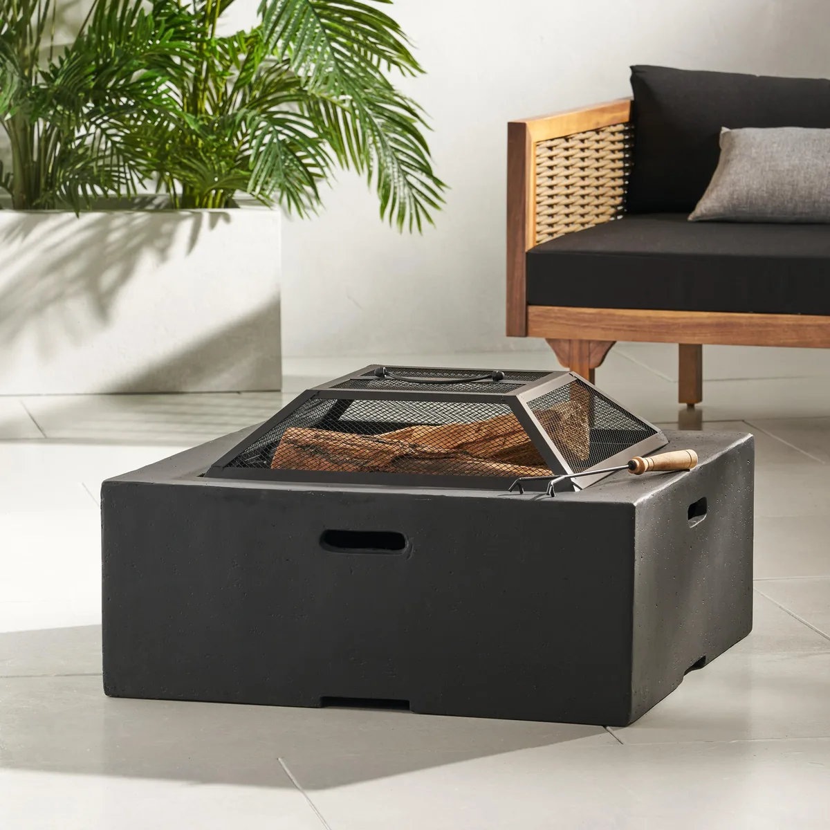 tuphen tuphen 29" Square MgO Wood-Burning Fire Pit Dark Gray — product photo