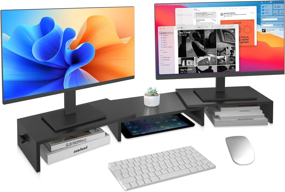 PISKEKAT PISKEKAT 42.5" Adjustable Dual Monitor Stand Riser 44 lbs — product photo