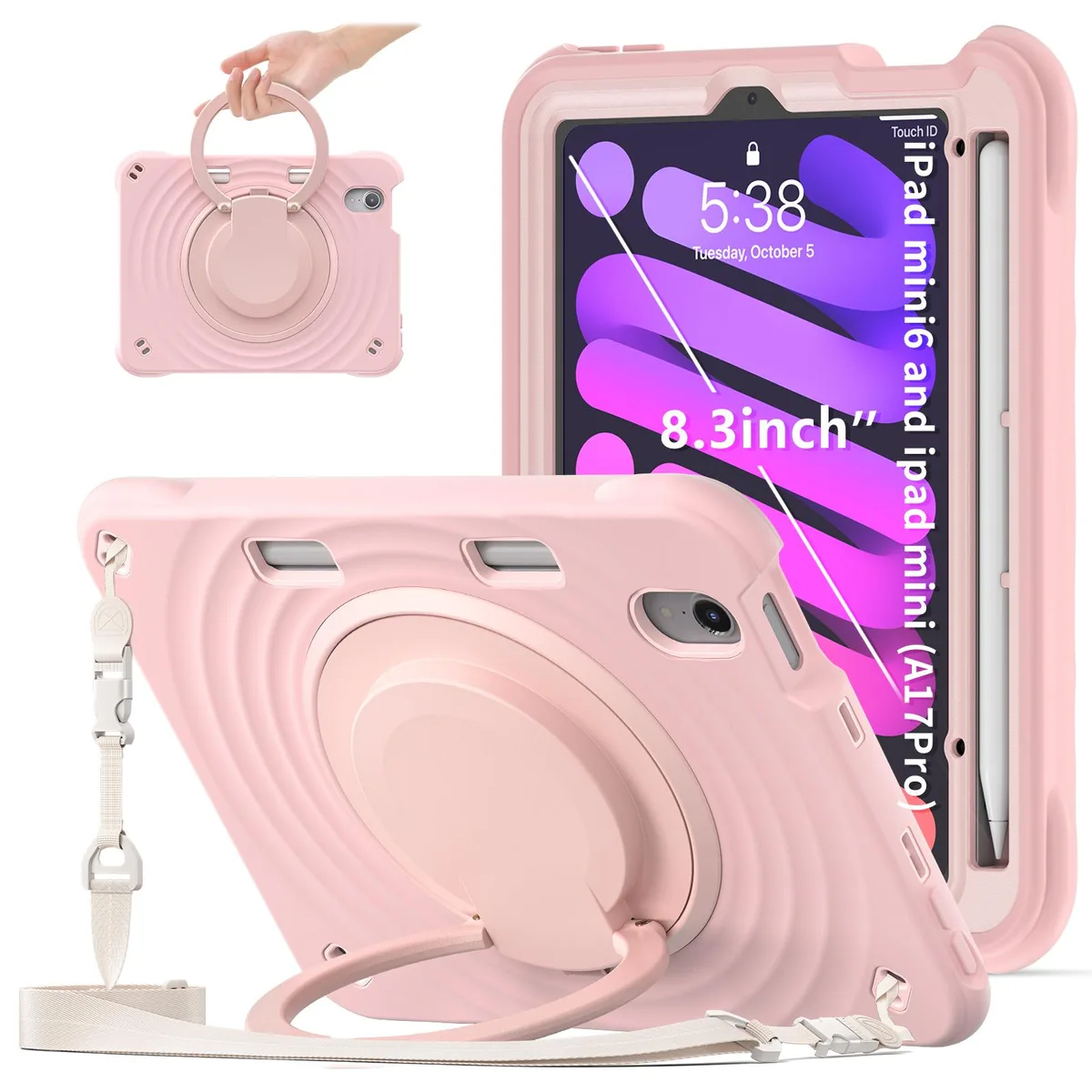 BONAEVER BONAEVER A2995/ laptop case pink 8.3 inch iPad Mini 6 7 2021 2024 360 stand — product photo