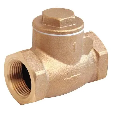 Bronze swing check valve, inline body, NPT threads, white steel handle, 1 1/2 inch