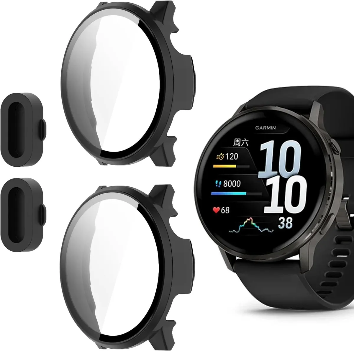 ETEIZU ETEIZU 2 Pack Screen Protector Case for Garmin Venu 4 45mm (Black) — product photo