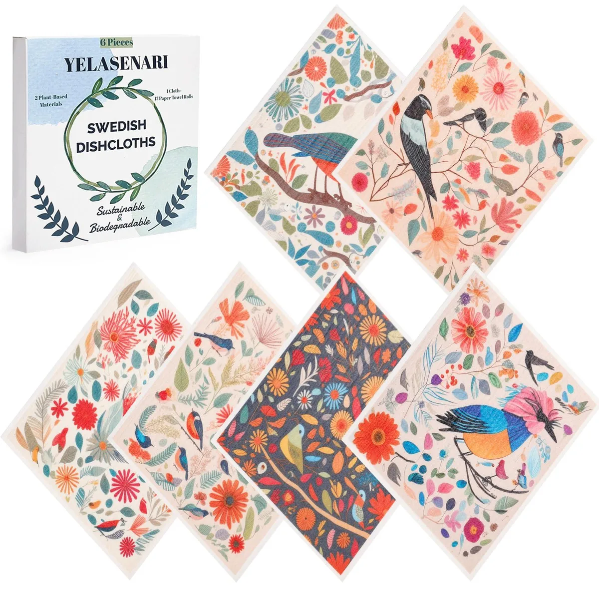  Yelasenari Swedish Dishcloths 6 Pack Cotton 6.77 x 7.68 in — product photo
