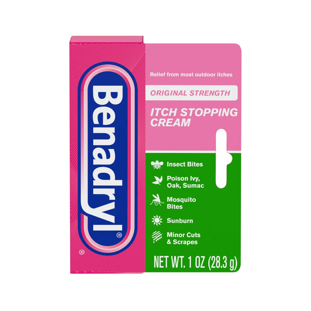 White 1 oz tube of Benadryl anti-itch cream