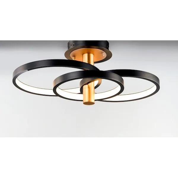 ET2 Contemporary Lighting ET2 Contemporary Lighting Hoopla 3-Light 15.75" Black / Gold Flush Mount — product photo