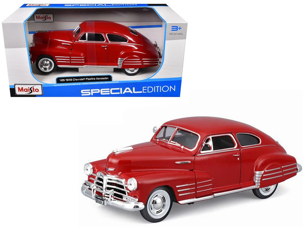 Maisto Maisto 1948 Chevrolet Fleetline Aerosedan Red Special Edition 1/25 Scale Diecast Hobby Collectible — product photo