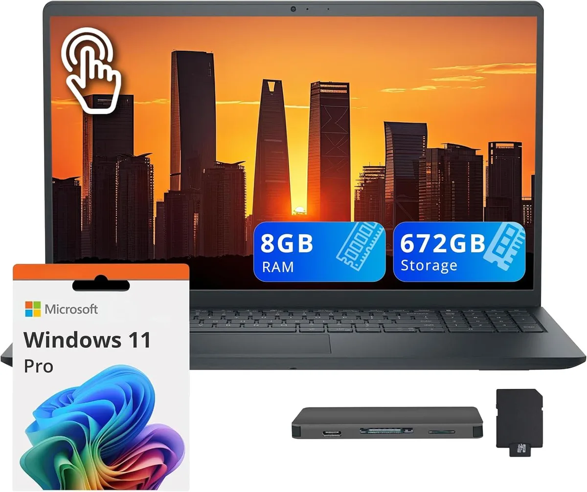 DELL Dell Inspiron 15.6" FHD Touchscreen i5-1334U 8GB 672GB Full Size Keyboard Webcam Win 11 Pro business laptop — product photo