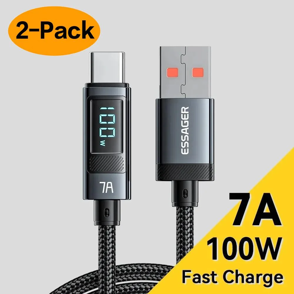 LUOM LUOM Essager HC7A USB-A to USB-C Cable 100W 7A 480Mbps 6.6ft 2-pack — product photo
