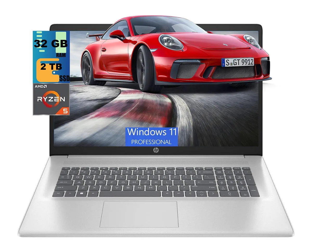 HP HP 17 laptop AMD Ryzen 5 7430U 32GB DDR4 2TB SSD 17.3" FHD Silver — product photo
