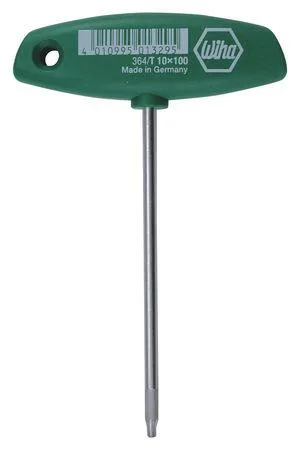 WIHA T10 Torx flag-handle key, chrome alloy steel, 3 59/64 in long