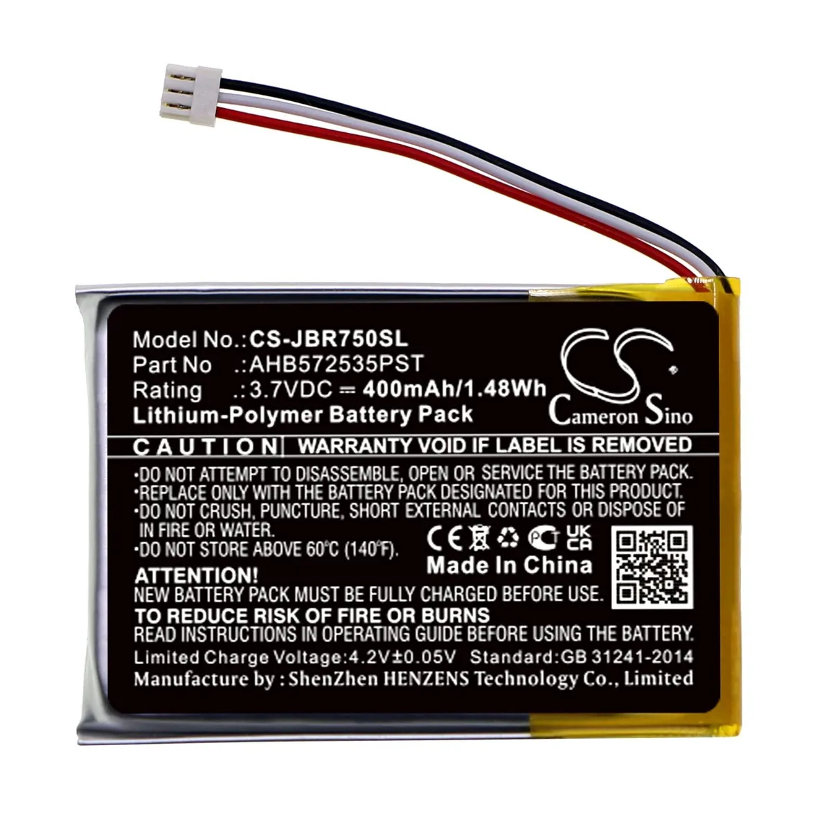 Cameron Sino Battery for Jabra Evolve 75 AHB572535PST 400mAh 1.48Wh — product photo