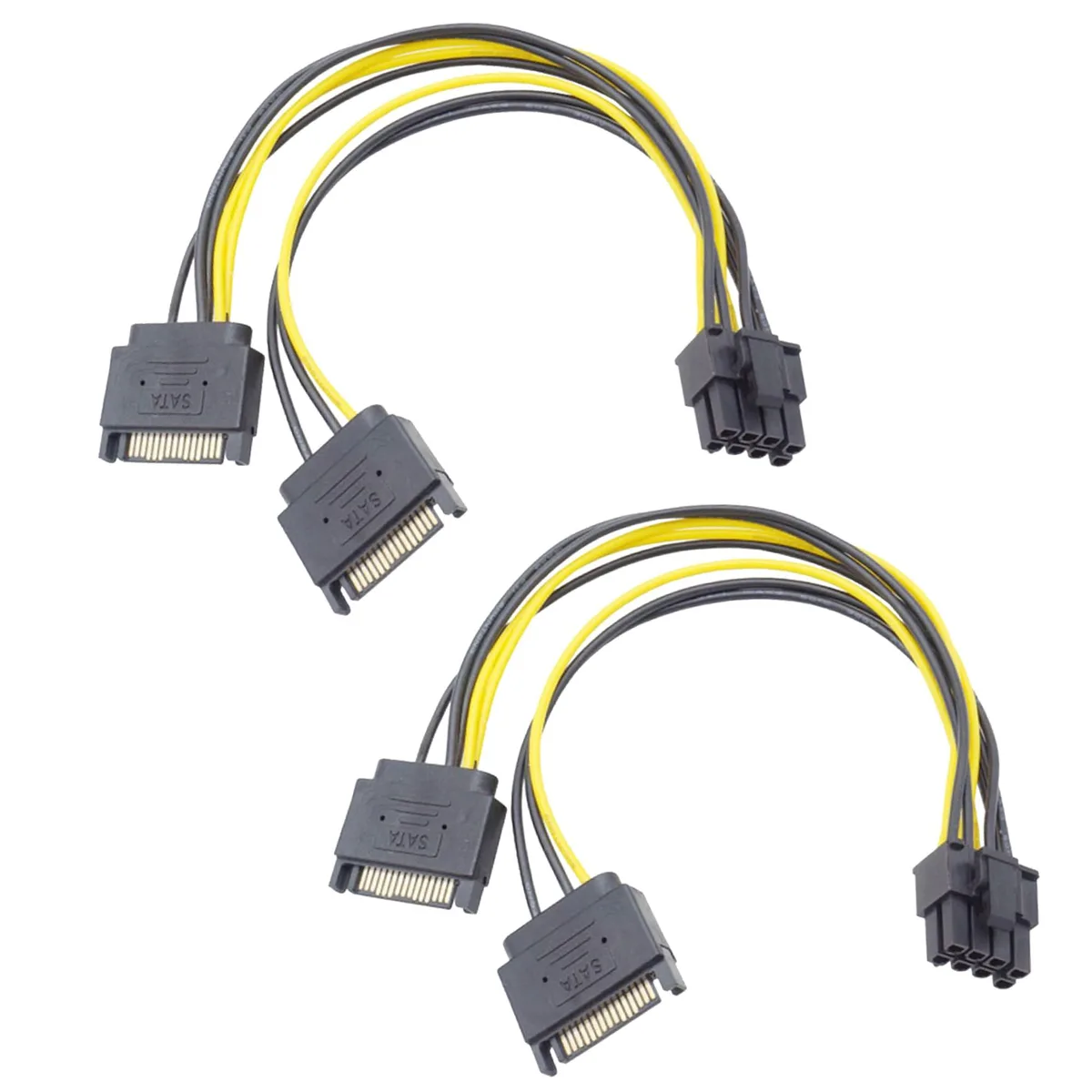  Apple Dual SATA 15PIN to 8PIN(6+2) ATX Adapter GPU Power Cable 8.7in 2pcs — product photo