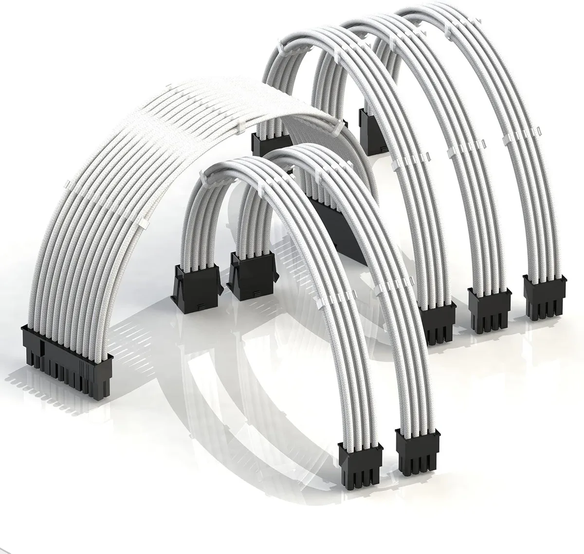 PISKEKAT PISKEKAT 300mm PSU Cable Extension Kit White 24Pin 2x8Pin CPU 3x8Pin GPU — product photo