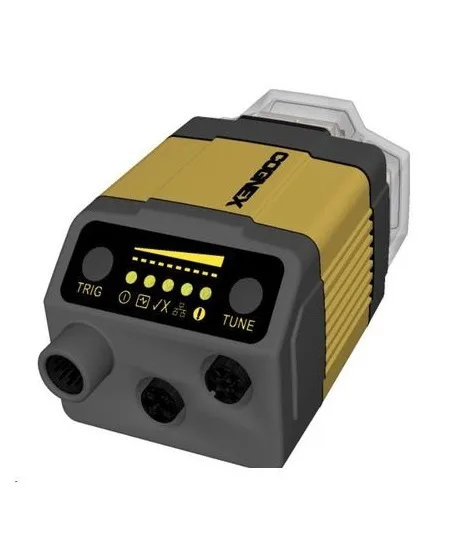 Compact fixed-mount barcode reader with C-mount lens option and Ethernet port