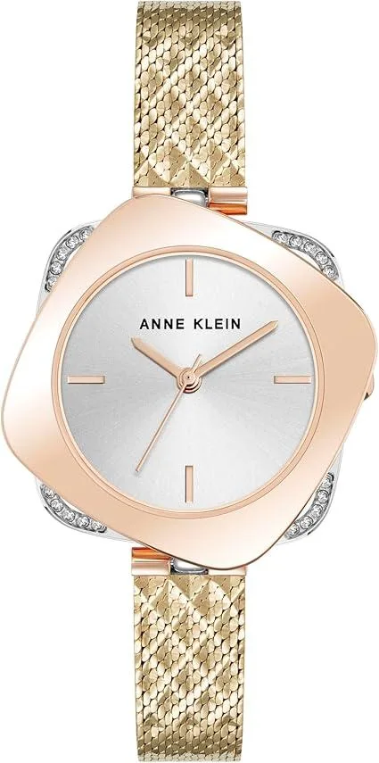 Anne Klein Anne Klein Square Watch 23mm Gold-Tone Mesh 20 Crystals Twist 30M Water Resistant — product photo