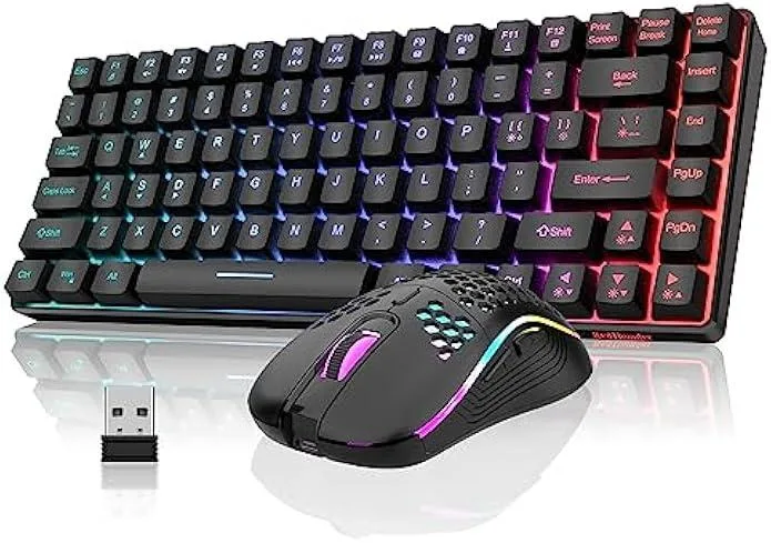 TAURKENAM TAURKENAM 75% 84-Key Wireless Gaming Keyboard &amp; 7200 DPI Mouse (Black) — product photo