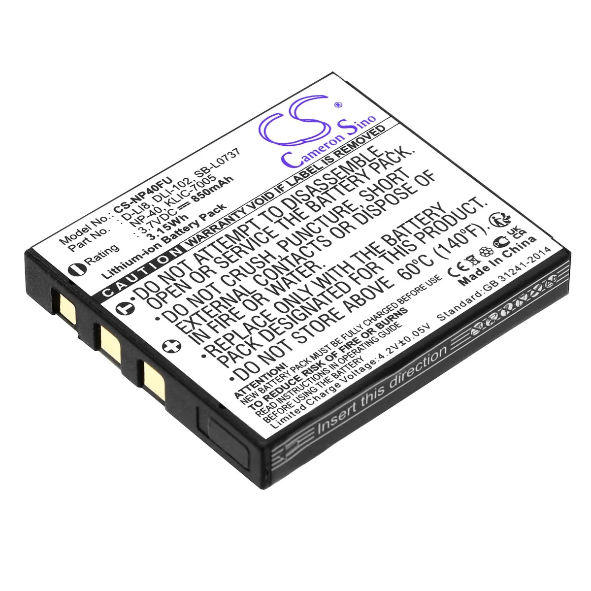 Cameron &amp; Co Cameron &amp; Co DS-CS-NP40FU camera battery Li-ion 0.85 Ah black — product photo