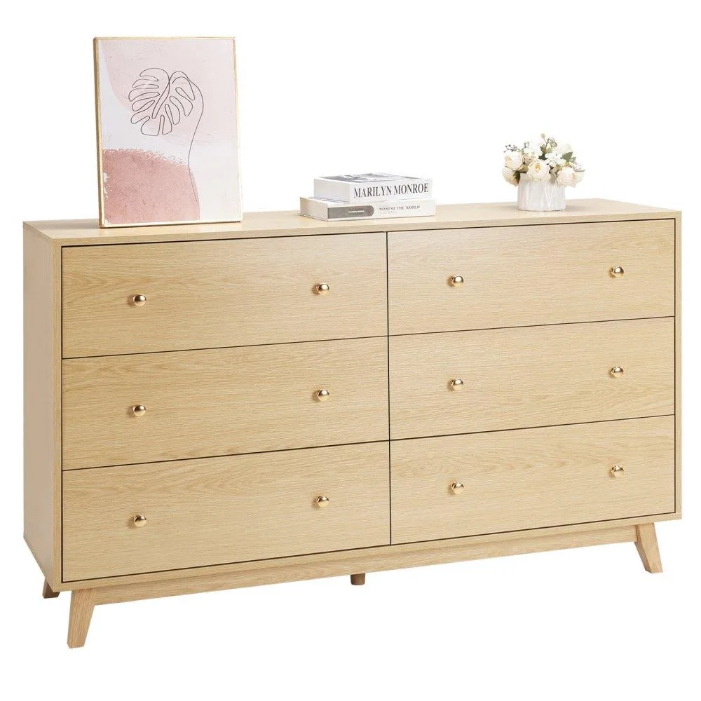 VEVOR VEVOR 6-Drawer Dresser Light Wood 15.7x54x32 in — product photo