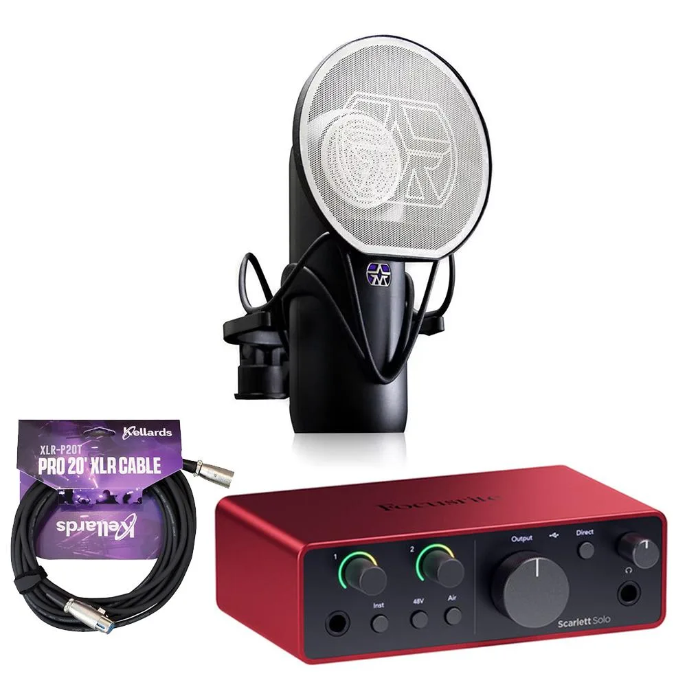 Focusrite Focusrite Scarlett Solo 4th Gen Bundle with Aston Element Mic and Kellards 20 ft XLR Cable — product photo