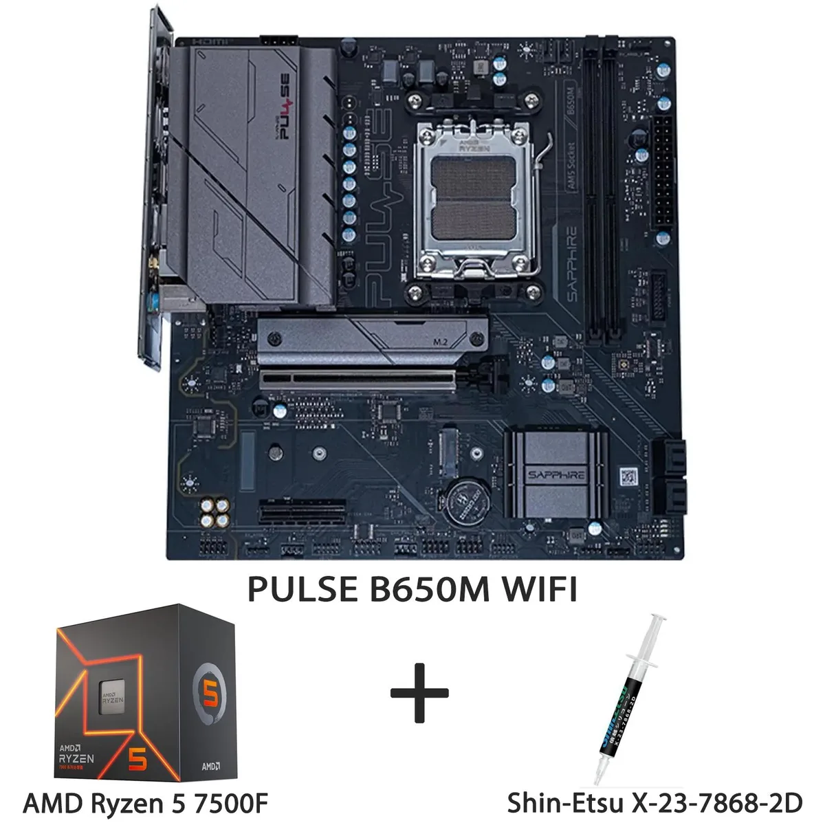 Sapphire Tech Sapphire Tech PULSE B650M WIFI + Ryzen 5 7500F AMD motherboard CPU combo — product photo