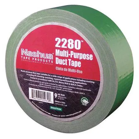 Roll of green polyethylene coated cloth duct tape 48mm wide 55m long 9 mil thick