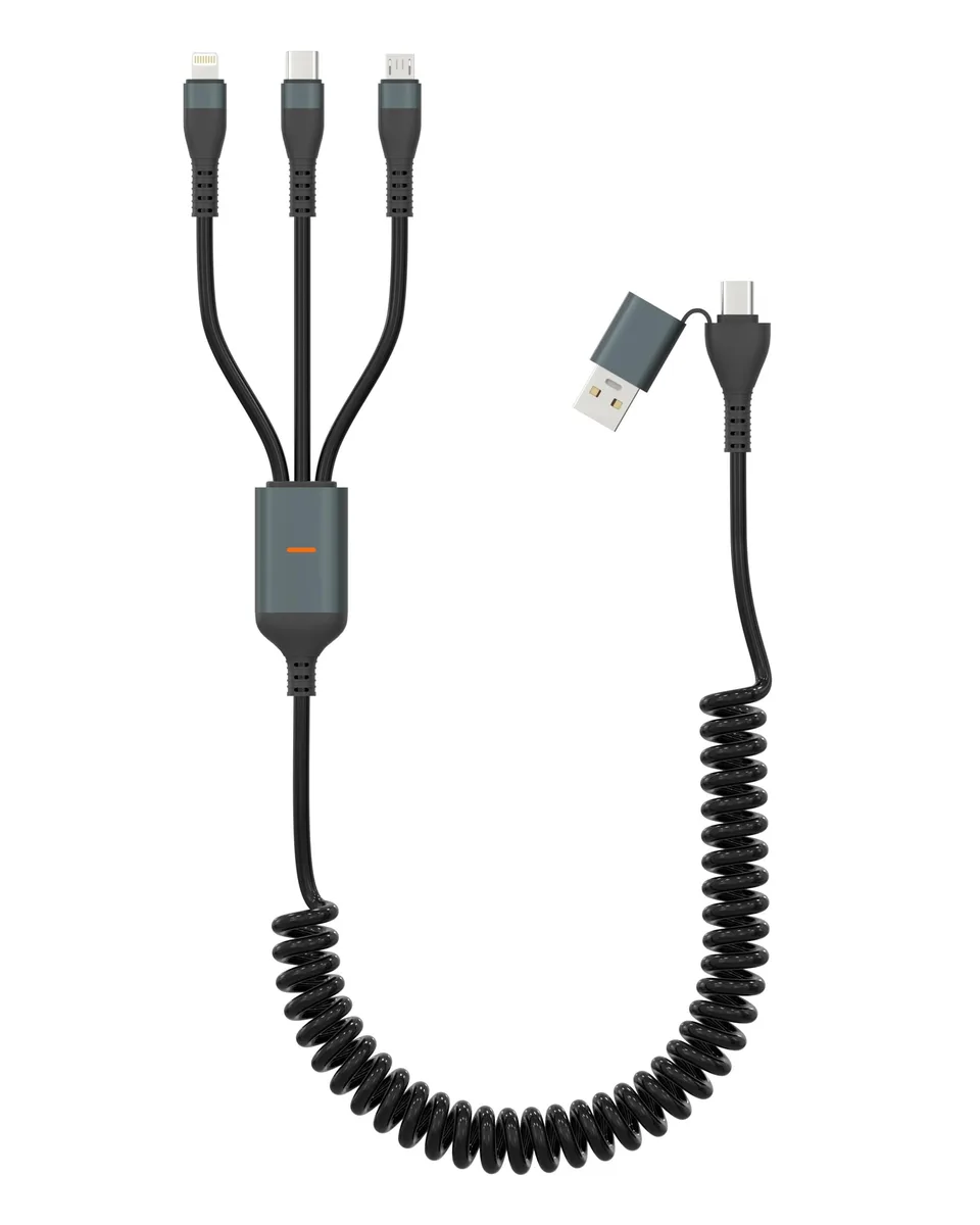  Pubiohs PU-USB-49 5-in-1 Coiled USB Cable 10ft Black — product photo
