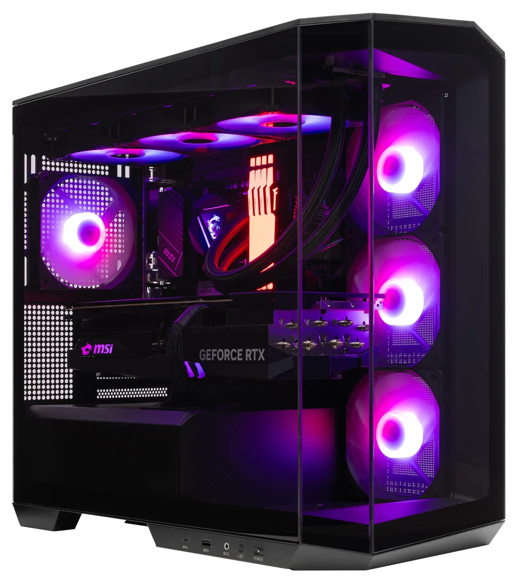 ArsenalPC ArsenalPC MSI MAG PANO M100R Ryzen 7 9800X3D RX 9060 XT 32GB DDR5 2TB NVMe Liquid Cooled Gaming PC — product photo