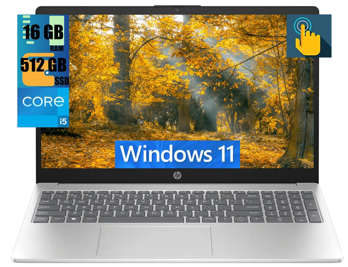 HP HP 15 laptop 15.6" HD touchscreen Core i5-1235U 10-core 16GB 512GB SSD — product photo