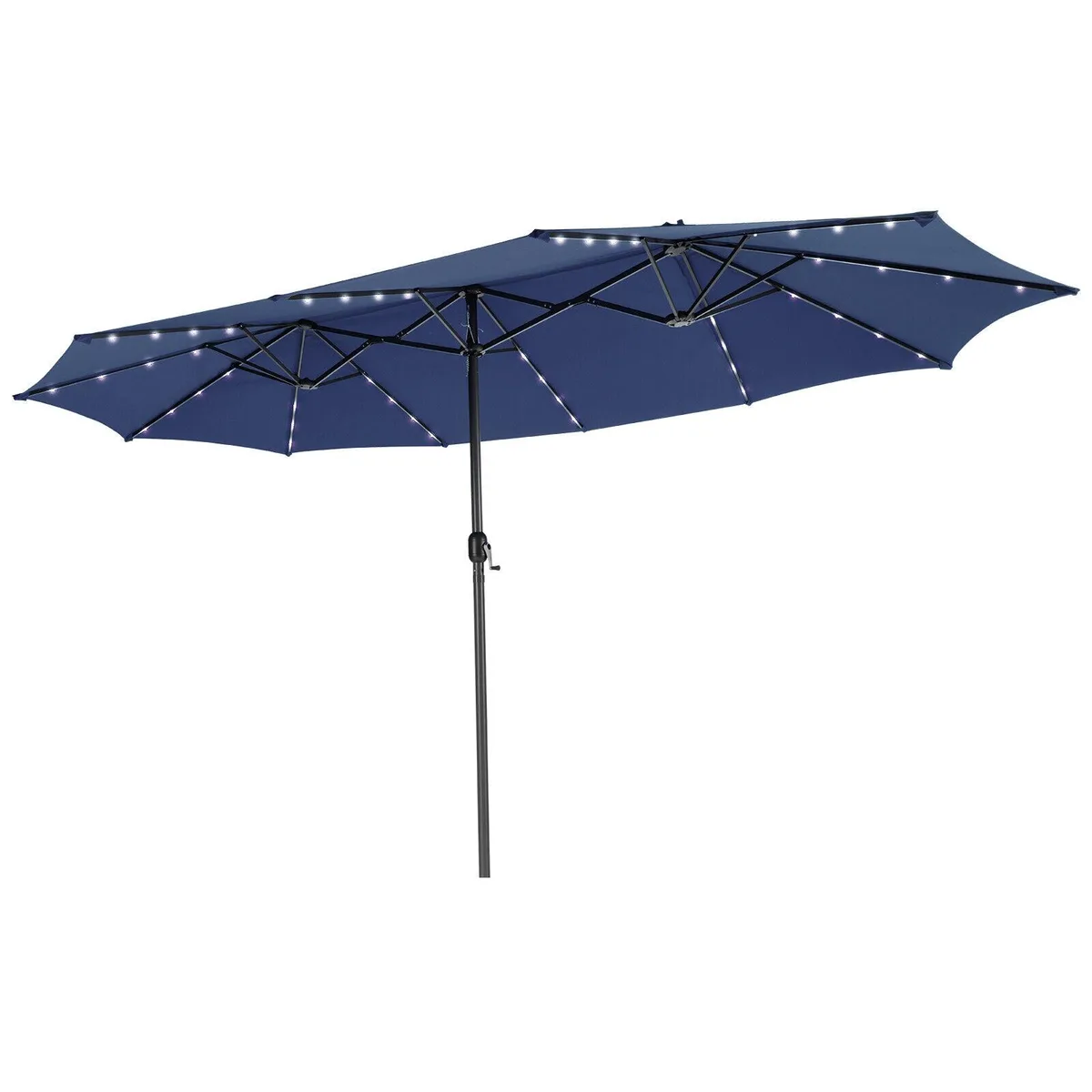 SlickBlue SlickBlue 15 ft Twin Patio Umbrella 48 Solar LED Navy — product photo
