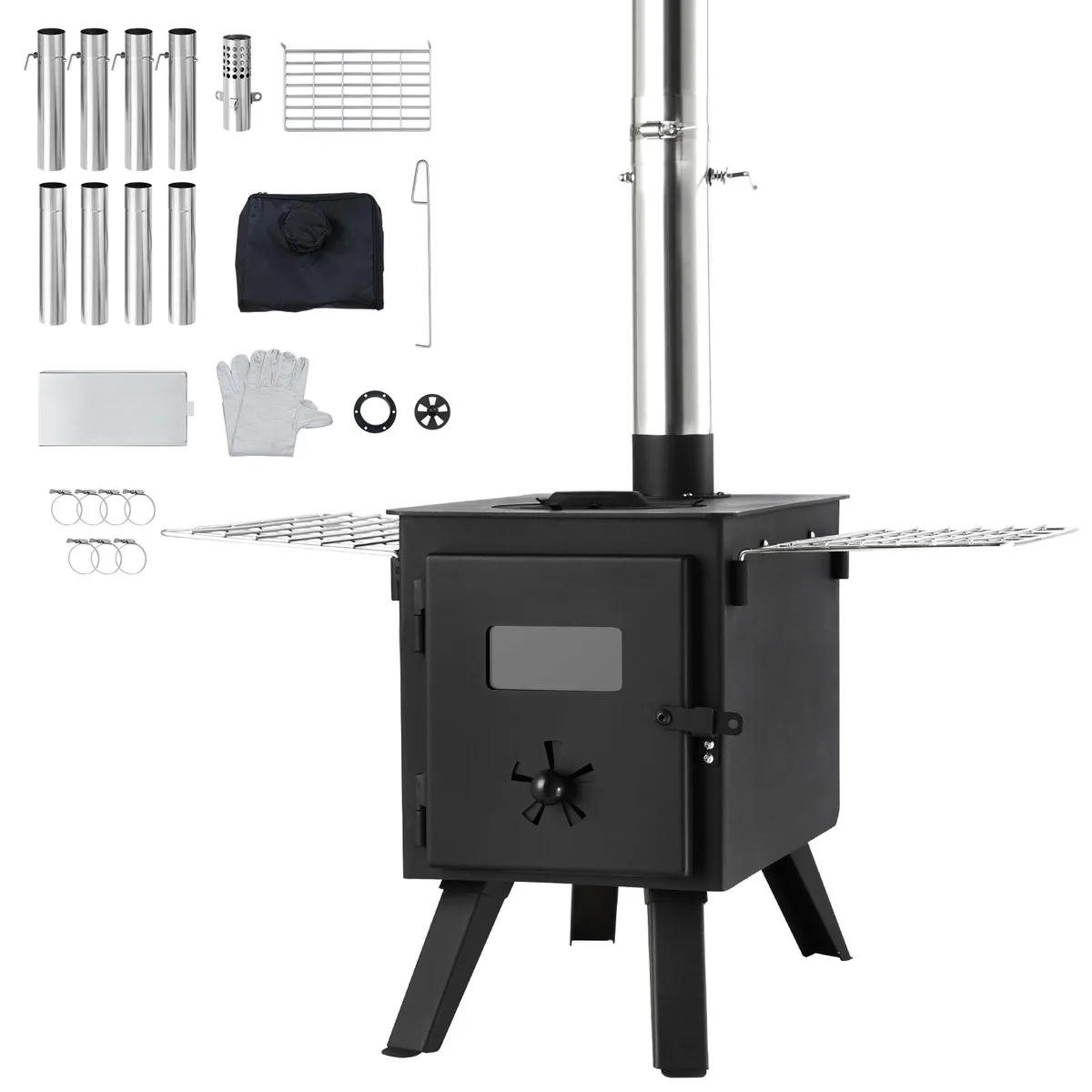 VEVOR VEVOR 86 inch Alloy Steel Camping Tent Stove 1400in³ Firebox 8 Pipes — product photo