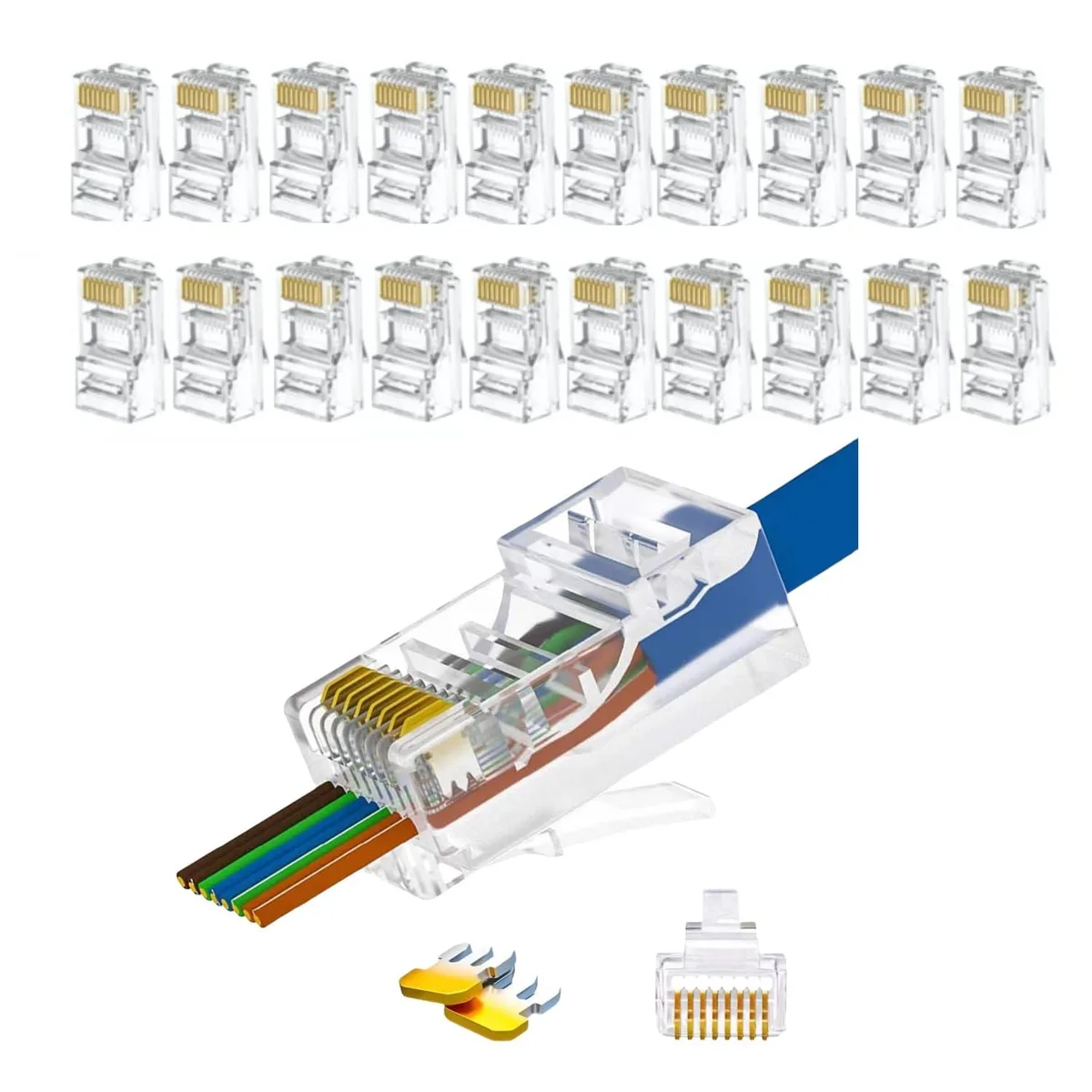 KEHIPI KEHIPI 20-Pack RJ45 Pass Through Connector Cat 6 network ethernet cable — product photo
