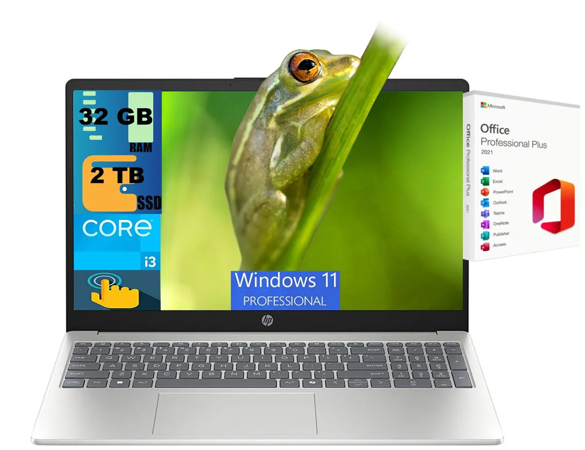 HP HP 15 laptop i3-1315U 32GB 2TB SSD 15.6" HD touchscreen Silver — product photo