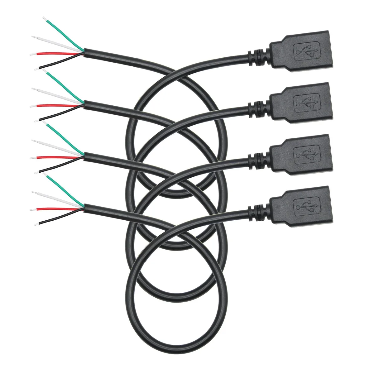 Vszerda Vszerda USB A Female to 4 Pin Bare Wire 11in 22AWG 480Mbps 4-Pack — product photo