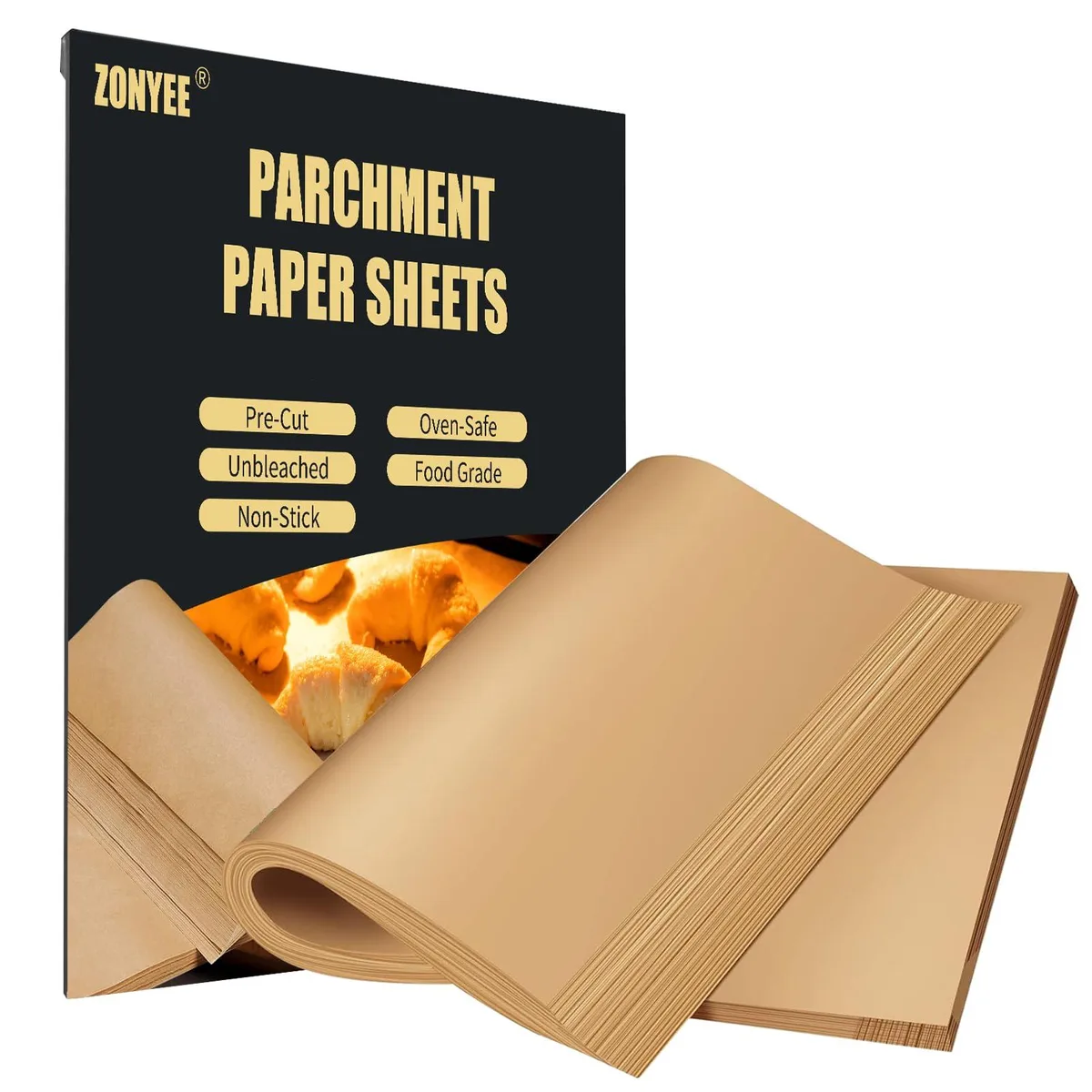 Stack of 100 wood-colour parchment sheets 9 by 13 inches