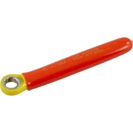 Gray Tools 12mm insulated combination wrench, orange and yellow dual-layer insulation