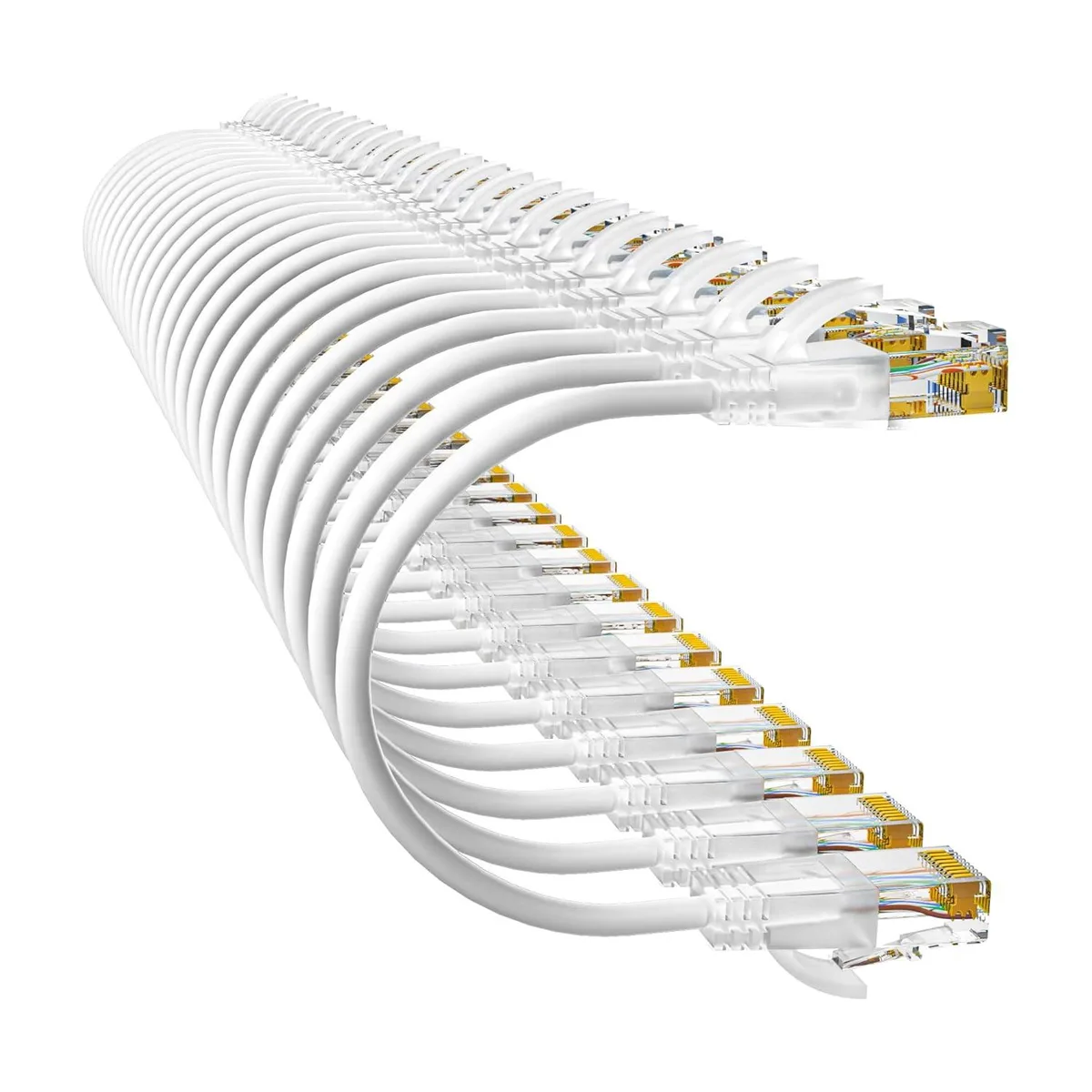 BFKK BFKK Cat6a Slim Patch Cable 1ft 24 Pack 28AWG 3.6mm 550MHz White — product photo