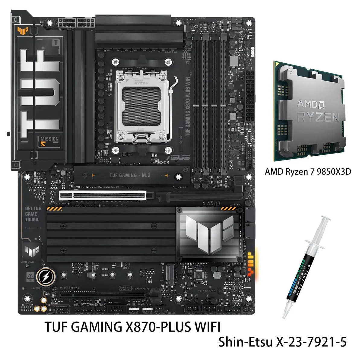 ASUS ASUS TUF GAMING X870-PLUS WIFI AM5 ATX AMD Motherboard &amp; Ryzen 7 9850X3D CPU Combo — product photo