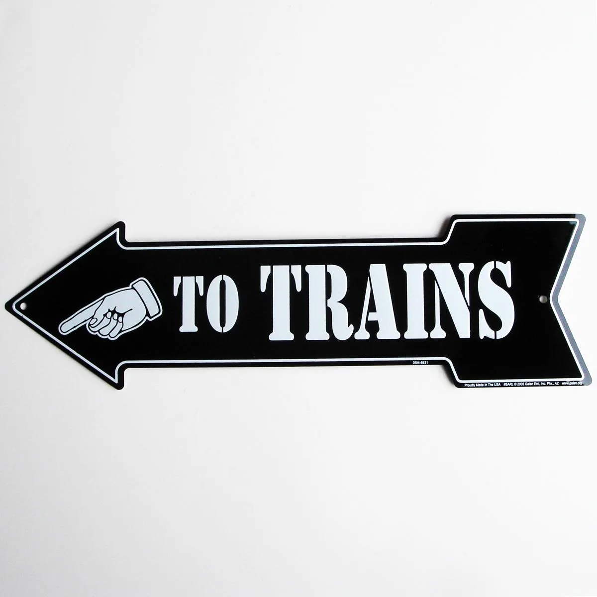 TreasureGurus, LLC TreasureGurus, LLC TO TRAINS Arrow Tin Metal Sign 20in — product photo