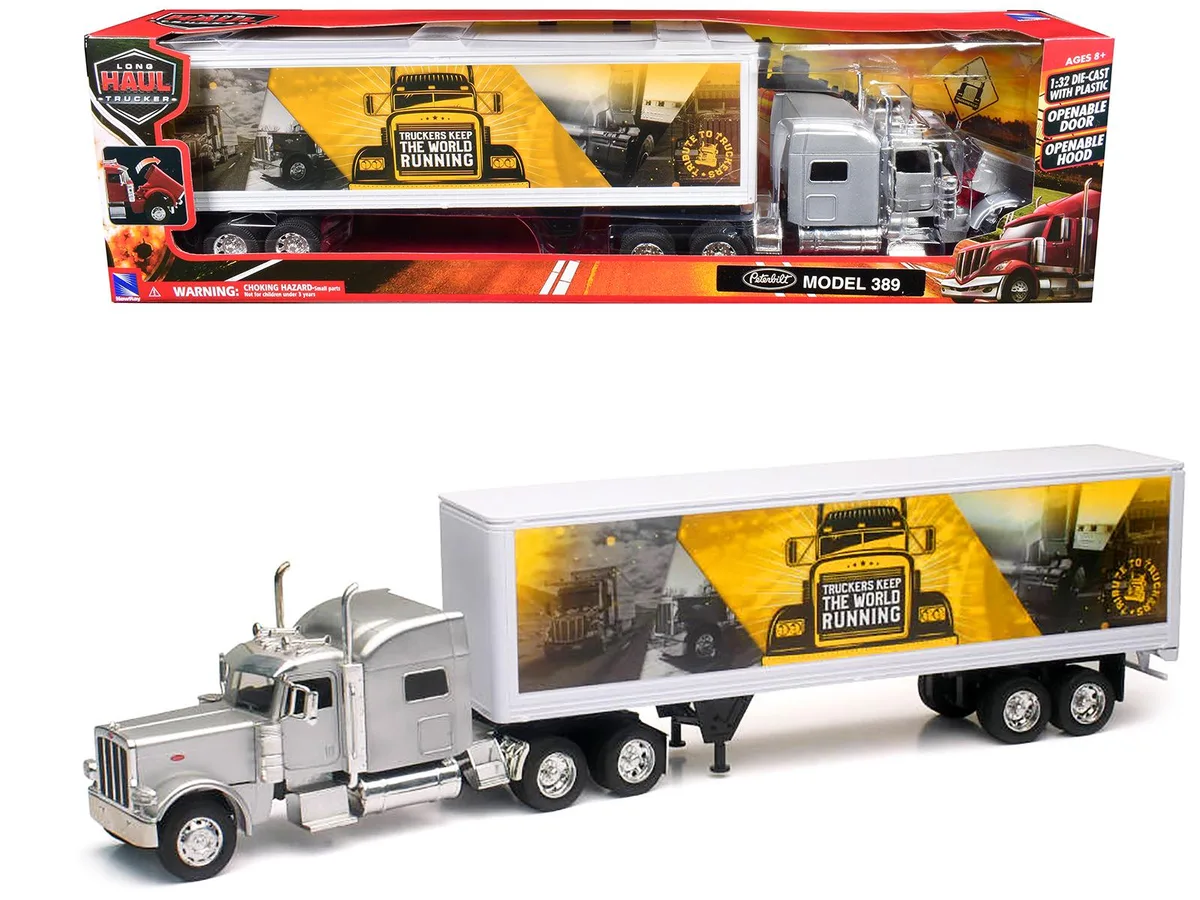 New Ray Toys New Ray Toys Peterbilt 389 Silver Metallic Dry Van 1/32 Diecast — product photo