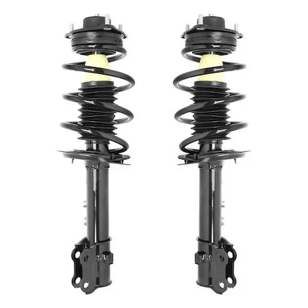 Pair of front complete strut assemblies with coil springs and top mounts