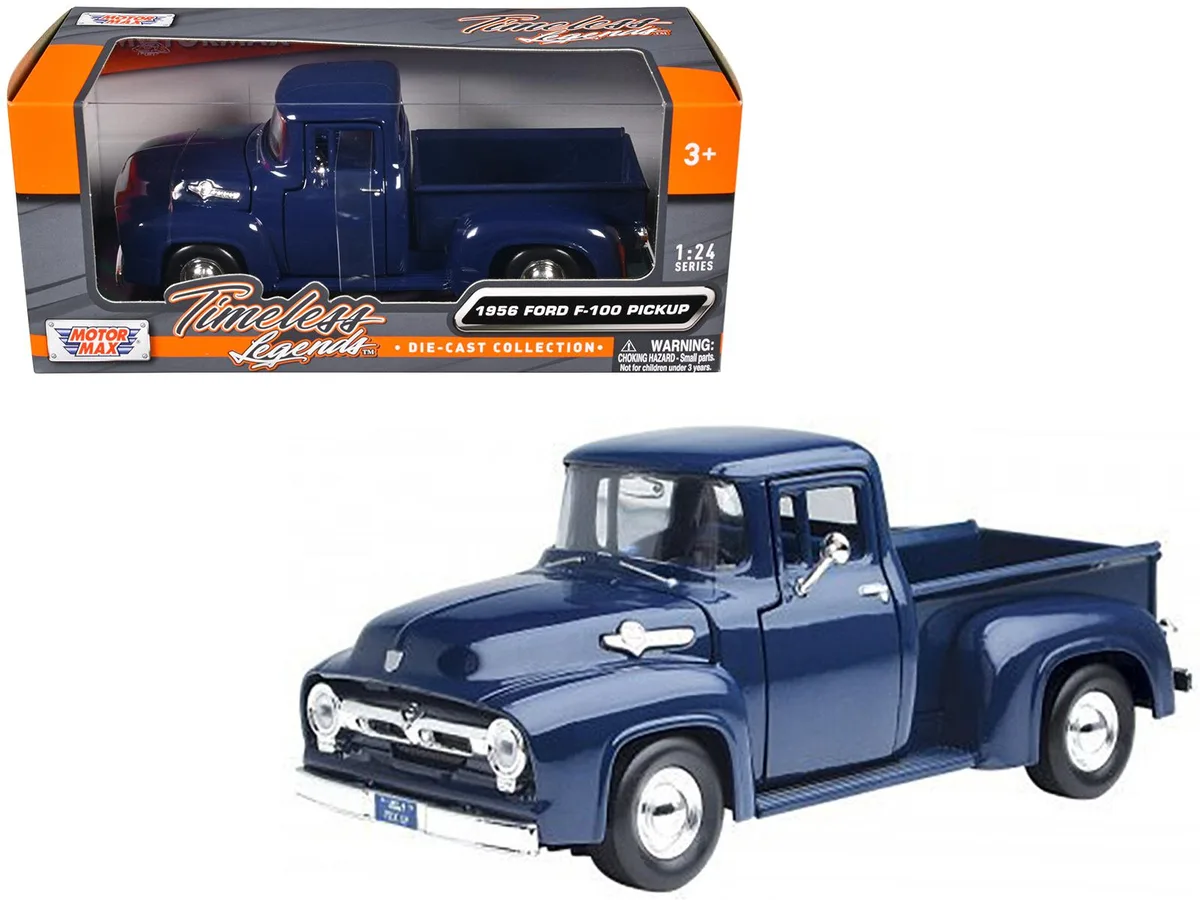MOTORMAX MOTORMAX 1956 Ford F-100 Pickup Truck Dark Blue 1/24 Diecast Model Car — product photo