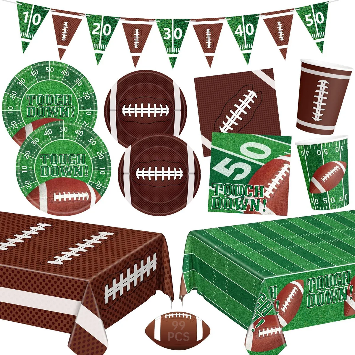  Football Party Supplies 99 Pcs Serves 24 — product photo
