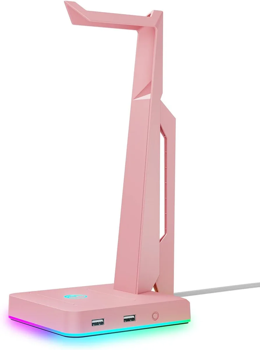 BFKK BFKK RGB Headset Stand, 2 USB 2.0 Ports, Pink — product photo