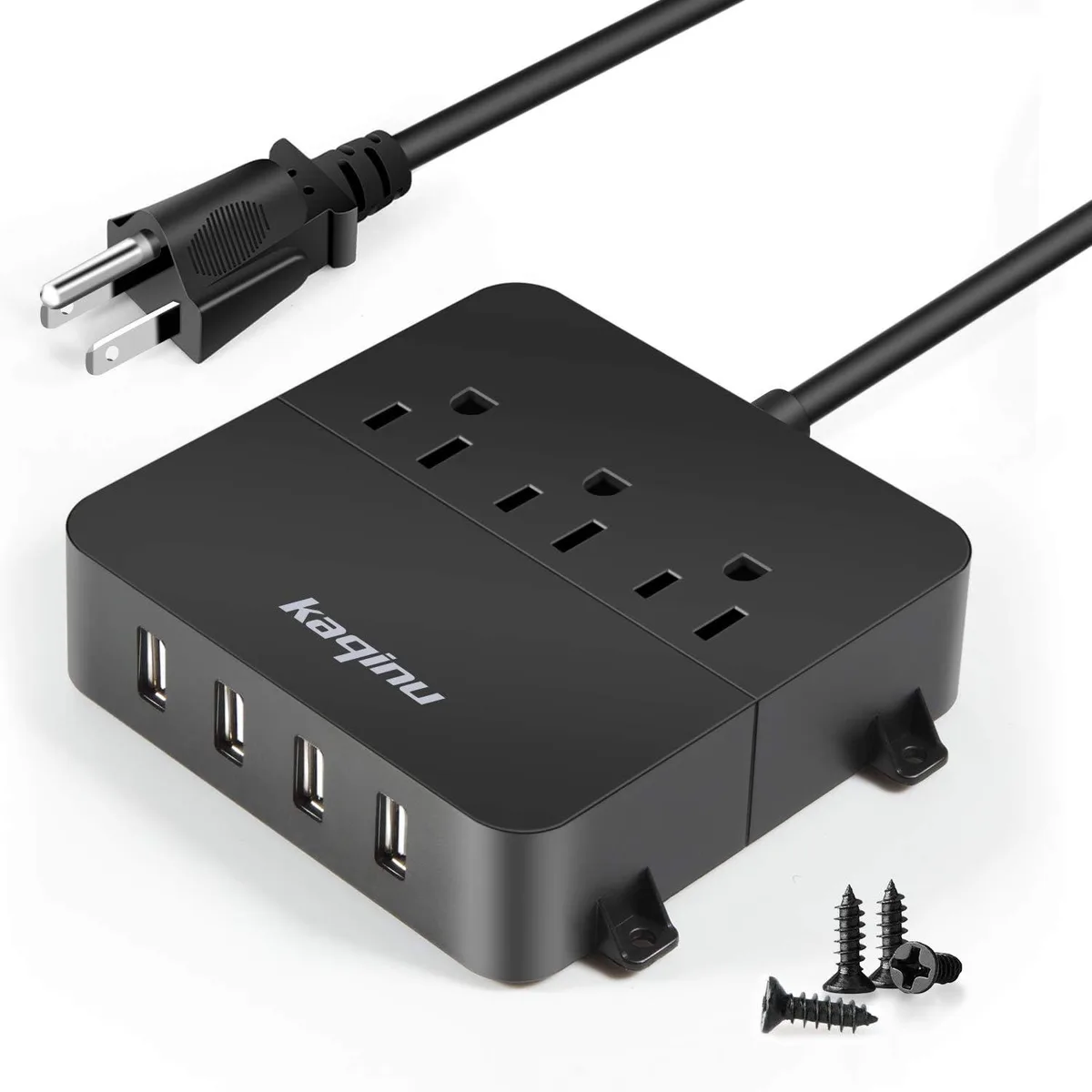 PISKEKAT PISKEKAT Power Strip 4 USB 3 Outlets 5ft Black — product photo
