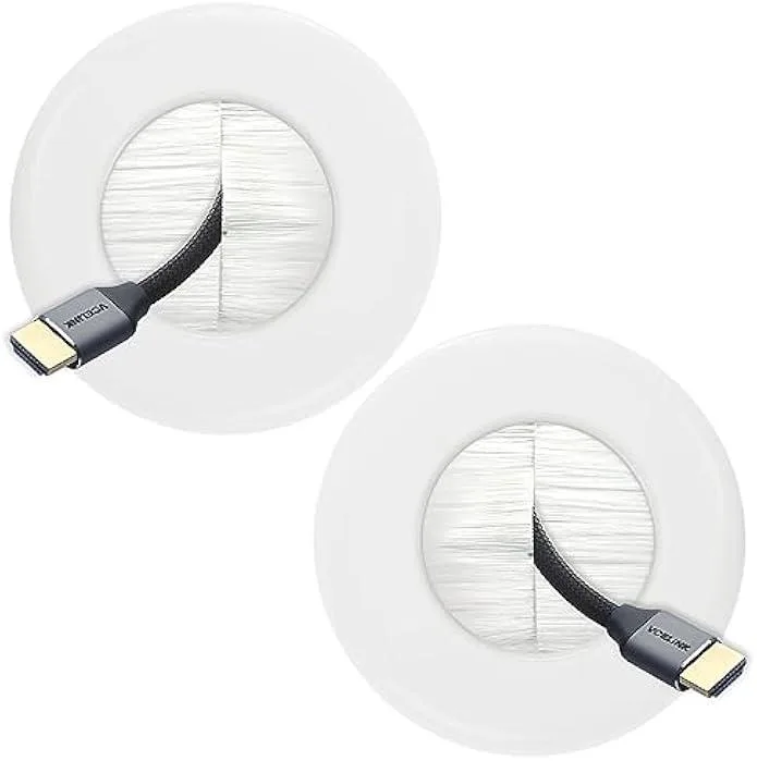 TAURKENAM TAURKENAM cable pass-through wall plate kit, 2-pack, white — product photo