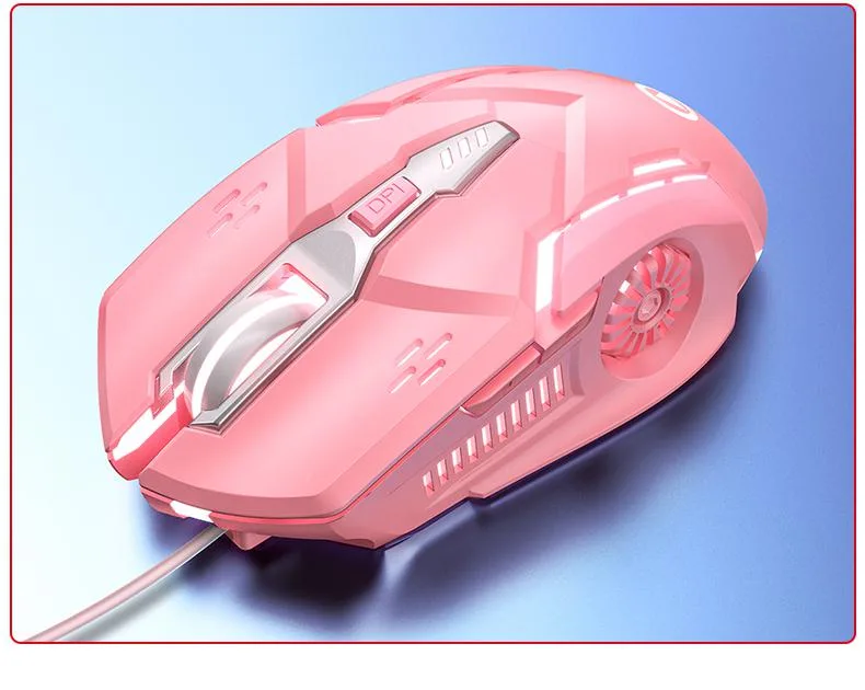 WEIHE WEIHE Gaming Mouse Pink 3200 DPI 6 Buttons Wired 1.42 m — product photo