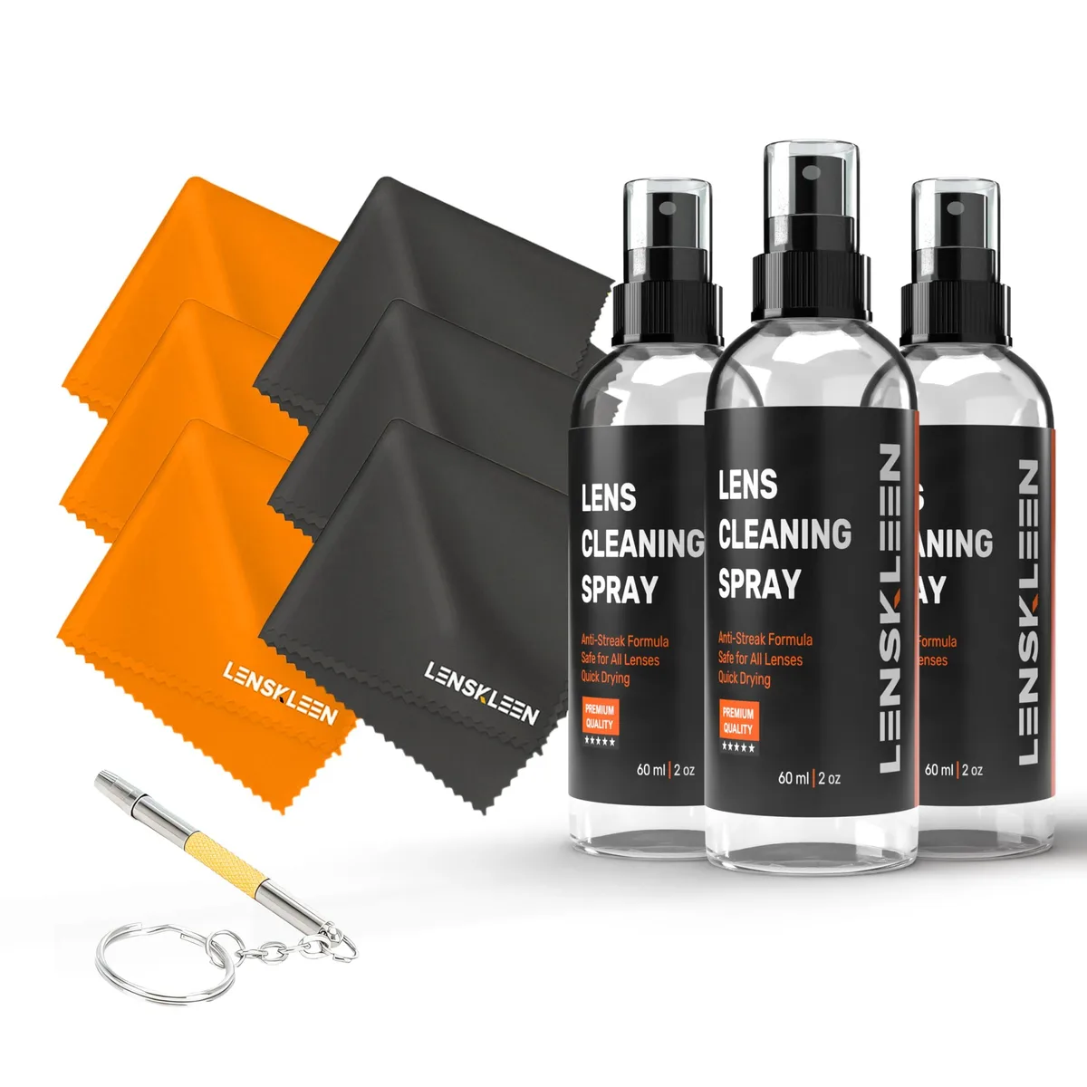  Eyeglass Cleaner Spray Kit 3× 60ml 10-Piece Glass Care — product photo