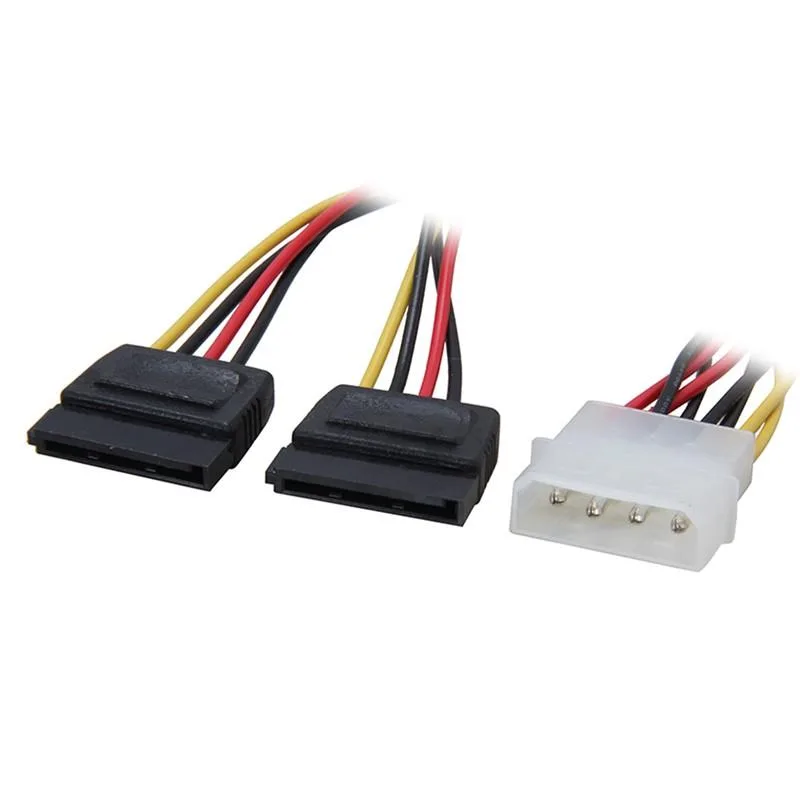 EN-Labs EN-Labs Molex 4-pin Male to 2 x SATA 15-pin Female 8 inch Y Splitter Cable — product photo