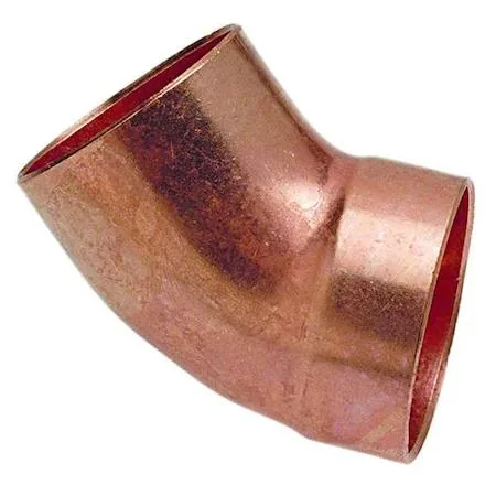 Copper 45 degree DWV street elbow, sweat fitting, 2 inch tube size