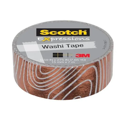 3M 3M Scotch Expressions Foil Washi Tape .59 in x 393 in White Copper Foil Swirl — product photo